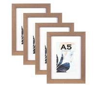 Scholar Tree Brown A5/21X14.8cm Photo Frames Set of 4, Wooden Picture Frames for Freestanding and Wall Mountable