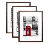 Scholar Tree Brown Picture Frame 12x16 (30x40cm) with Mount for 8.5x11, Set of 3, 30x40cm Poster Frame,Wall Mountable