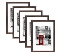 Scholar Tree Brown Picture Frame A4 with Mount,Set of 5,A4 Picture Frame,Freestanding and Wall Mountable