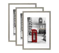Scholar Tree Cement Grey Photo Frame Picture Frames, A3 with Mat for A4 Mount Picture, Set of 3, Wall Mountable