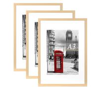 Scholar Tree Natural Photo Frame Picture Frames, A3 with Mat for A4 Mount Picture, Set of 3, Wall Mountable
