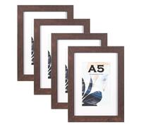 Scholar Tree Walnut A5/21X14.8cm Photo Frames Set of 4, Wooden Picture Frames for Freestanding and Wall Mountable