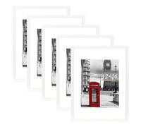 Scholar Tree White Picture Frame 12x16 (30x40cm) with Mount for 8.5x11, Set of 5, 30x40cm Poster Frame,Wall Mountable
