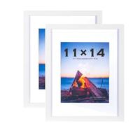 Scholar Tree White Picture Frames 14x11 Inch 2 Pack, Wooden Picture Frame for Tabletop and Wall Mounting, Mount for Picture 8x10…