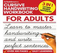 Scholdeners Cursive Handwriting Workbook for Adults : Learn Cursive Writing Scholdeners Multicolor