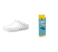 Scholl Clog Evo White + Scholl Anatomical and Antistatic Insoles for Clog Evo - White/Brown