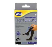 Scholl Comfortable Flight Socks - Compression Stocking for Travel - Enhances Blood Circulation - Reduces Swelling on Long Flights - Cotton Feel - Black - Size 3-6, 1 Pair