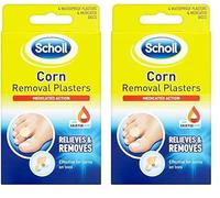Scholl Corn Removal Plasters, Easy-to-Use Treatment, Includes 4 Waterproof Plasters & 4 Medicated Discs with Salicylic Acid, Delivers Pain Relief & Effective Corn Removal for Foot or Toes (Pack of 2)
