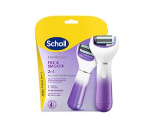 Scholl ExpertCare 2-in-1 File & Smooth. Dual Speed Pedi Electric Foot File for Hard Skin and Callus Removal. Batteries Included