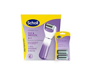 Scholl ExpertCare 2-in-1 File & Smooth with Roller Refill Bundle - Dual Speed Pedi Foot File for Hard Skin and Callus Removal - Includes Two Additional Roller Refills - Batteries Included