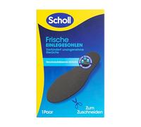 Scholl Fresh Insoles, Odour Eliminator Shoe Insoles with Odour-Neutralising Activated Carbon - Good for Sweaty or Smelly Trainers, Perfect Fit Insoles, 36-46, 1 Pair Black