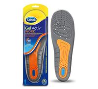 Scholl GelActiv Work Insoles for Work Shoes in 40-46.5 - For Heavily Stressed Feet - 1 Pair of Gel Soles, Black/Orange/Blue