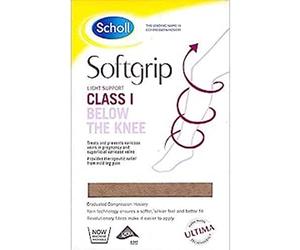Scholl Softgrip Light Support Class I Compression Stockings for Women - Below The Knee, Closed Toe - Class 1 - Natural, Large, Stockings for Travel, Varicose Veins, Swelling Relief