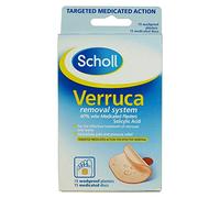 Scholl Verruca Removal System - 15 Washproof Plasters & Medicated Discs, with Salicylic Acid, Targeted Action for Effective Verucca Removal