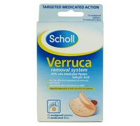 Scholl Verruca Removal System - 15 Washproof Plasters & Medicated Discs, with Salicylic Acid, Targeted Action for Effective Verucc