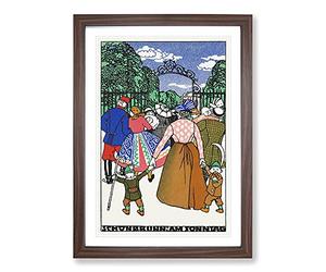 Schonbrunn On Sunday by Moriz Jung Framed Print | A2 Walnut Framed Wall Art | Ready to Hang | Modern Nature Picture | Living Room Bedroom Lounge Office