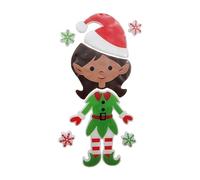 schone Christmas Elf Gel Window Sticker - 23.5cm x 9.5cm - Elf with 4 Snowflake Decals - Peel & Stick Holiday Window Decoration