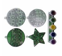 schone Christmas Suncatcher Tree Decorations - 4 Pack, Paintable Baubles with 5 Paint Palettes, Holiday Craft for Kids & Adults