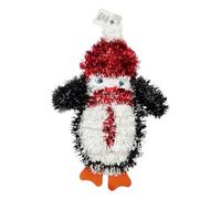 schone Christmas Tinsel Wall Plaque with Penguin - 33cm Holiday Decoration with Hanging Loop