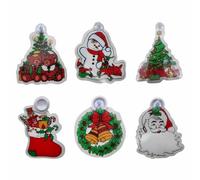 schone Christmas Window Plaques 6 Pack - Festive Decorations with Suction Cups - Assorted Santa, Snowman & Tree Designs for Windows & Doors