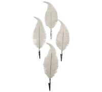 schone Clip on Glitter Feathers for Christmas Tree - 4 Pack, 7cm x 22cm, White - Easy to Attach Holiday Decoration