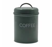 schone Natural Coffee Storage Jar with Lid Handle - Cylindrical Tin Plate Canisters with Secure Lids, 18cm x 11cm (Sage)