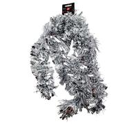 schone Silver Christmas Tinsel 2m - Metallic Garland with Steel Wire, Double Thickness for Full Look, Ideal for Tree & Home Decoration