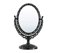 schonee Double Sided Tabletop Makeup Mirror, Oval Swivel Desktop Stand, 360 Degree Rotation Vintage Two-Sided Mirror (Black)