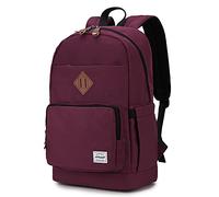 School Backpack,19L Water Resistant Casual Rucksack with 15.6 Inch Laptop Compartment for Uni & Teens, Travel Daypack,Burgundy