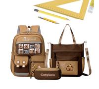 School Backpack - Capybara - Cartoon with Messenger Bag and Pencil Case | Animal Backpack Reflective Stripes for Children, School Material, Daily Use, b, Siehe Beschreibung, See description