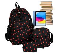 School Backpack,Cute Bookbag Set - Strawberry Knapsack Pen Purse Shoulder Pouch for Preschool Kindergarten Boys Girls Daily Commute Outdoor Trips Camping