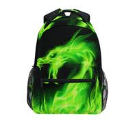 School Backpack Fire Dragon Bookbag for Boys Girls Teens Casual Travel Bag Computer Laptop Daypack, Green Fire Dragon, One Size, Daypack Backpacks