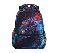 School Backpack Fire Dragon Bookbag for Boys Girls Teens Casual Travel Bag Computer Laptop Daypack, magic blue and red dragon, One Size