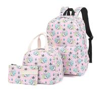 School Backpack for Girls, 3Pcs Waterproof Lightweight Kids Student Backpacks with Lunch Bag and Pencil Case, Zebra, L