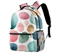 School Backpack for Girls Boys Watercolor Abstract Shapes Aesthetic Light Pastel Tones Lightweight Durable Bookbag for Students