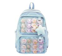 School Backpack for Girls Ita Bag with Pin Display Insert Cute Anime Backpack for Students, Blue, L, Kawaii