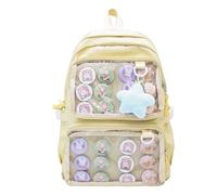 School Backpack for Girls Ita Bag with Pin Display Insert Cute Anime Backpack for Students, Yellow, L, Kawaii