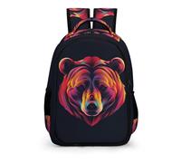 School Backpack for Girls, Kids Primary School Bags Students Rucksacks Brown Bear Bookbag Animal Bear Print Teenagers Daypack Casual Travel Laptop Satchel for Age 5-12 Years