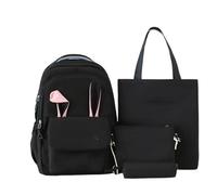School Backpack for Large Capacity Ergonomically Shaped Design Set Backpack for Four Ideal for School Lessons Can be Combined with Water-Repellent (E-Black, One Size)
