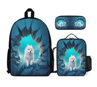 School Backpack Fox Motif with Lunch Box Pencil Case for Boys 6-8 Years, Book Pack Animal Print School Supplies Bundle Year 1-2 for Primary Students Weekend Adventures and Sports
