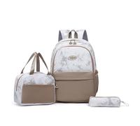 School Backpack Girls 3-Piece Set, Simplicity Teenager Girls School Bag with Lunch Bag and Pencil Case, Lightweight Primary School Book Bags Casual Backpack Children, khaki, Leisure