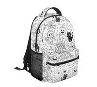 School Backpack, Halloween Doodle Bag, Large Capacity Student Pack, Trendy
