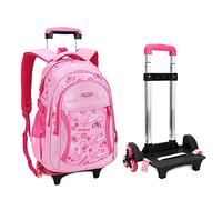 School Backpack Kids Rolling Backpack On Wheels School Bag Backpacks For Students Climbing Stairs Female Primary And Secondary Schoolbags Trolley Detachable Primary Schoolbag Travel Daypack Shoulder B
