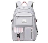 School Backpack, Laptop Backpack, Backpack Bag, Spacious Polyester Bag, Fits 15.6 Inch Laptop and A4 Books, Lightweight and Stylish for School, Travel for Daily Use, gray, Siehe Beschreibung, See