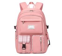 School Backpack - Laptop Backpack | Zino Bag | Spacious Polyester Scchetto Fits Books for 15.6 Inch and A4 Laptops, Lightweight and Elegant for School, Travel Pr Daily Use, Pink, riferimento alla