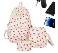 School Backpack Strawberry Knapsack Shoulder Pouch Pen Purse | School Bookbag Set Boys, Students, Kindergarten, Preschool, Outdoor, Camping, Trips, Daily Commute