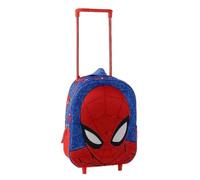 School Backpack with Wheels Spider-Man Child - Children's Trolley 3D in Blue and Red EVA, Telescopic Handle and Integrated Trolley, Front and Side Mesh Pocket, Official License, Back to School