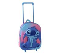 School Backpack with Wheels Stitch Girl - Children's Trolley 3D in Pink and Blue EVA, Telescopic Handle and Side Mesh Pocket, Official Disney License, Ideal for School and Travel