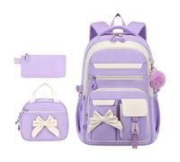 School Bag for Boys Girls, 3Pcs Large Capacity Kids Lightweight Casual Backpack Set with Lunch Bag & Pencil Case, Large Capacity Versatile Rucksack for School Outdoor Travel Daily Use