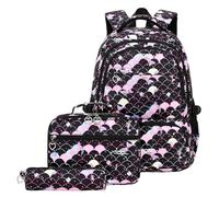 School Bag For Girls, Backpack Kids For School, Elementary Backpack Set 3-6 Grades Lunch Box Pencil Case Combo Ergonomic Shoulder Straps Large Capacity Bookbag for 7-11 Years Old